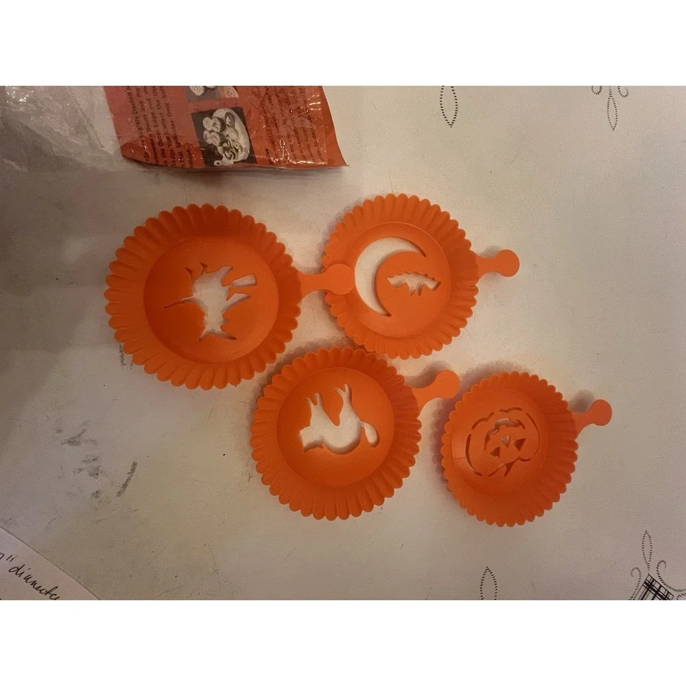 Halloween Stencil 4 Different Plastic Cookie Cupcakes Sprinkles Reuseable Orange